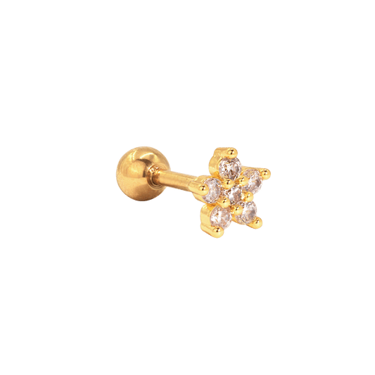 Radiant Flower Piercing Stud Gold