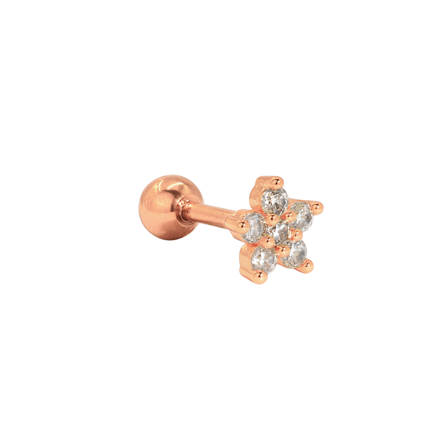 Radiant Flower Piercing Stud Roségold