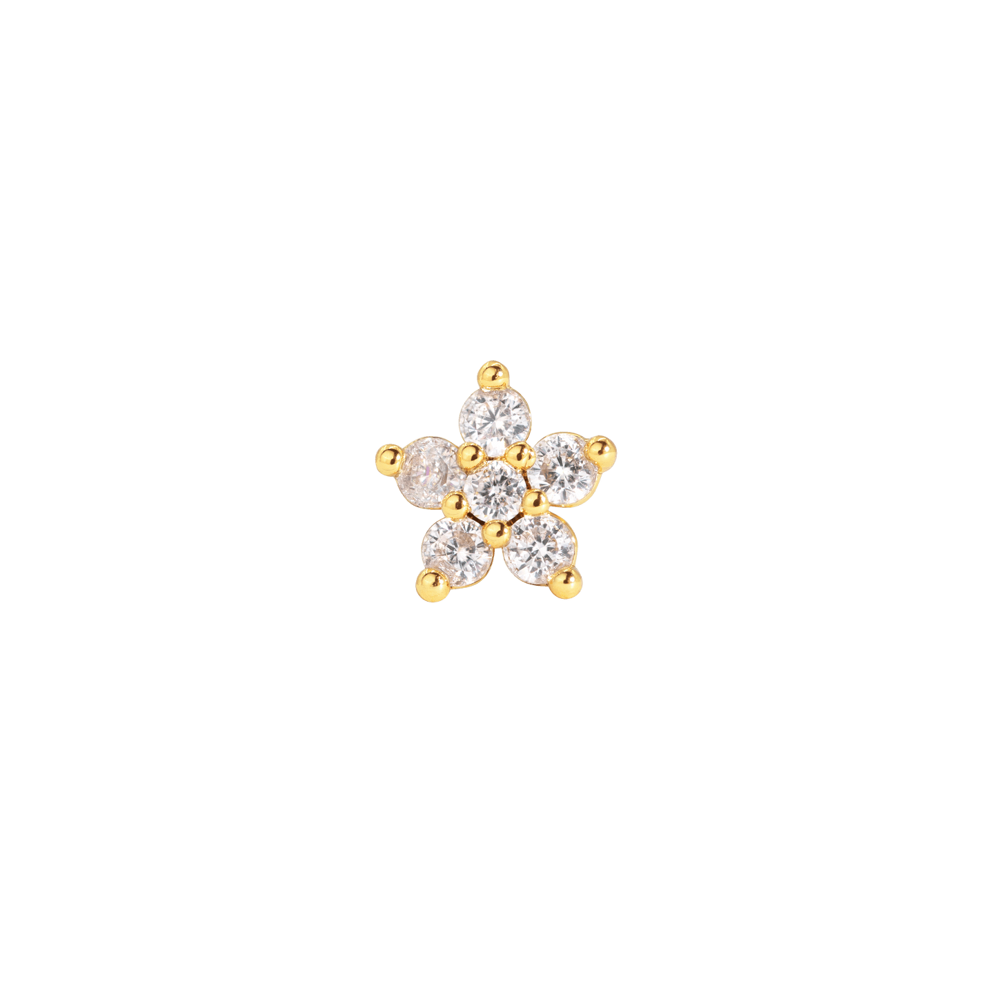 Radiant Flower Piercing Stud Gold