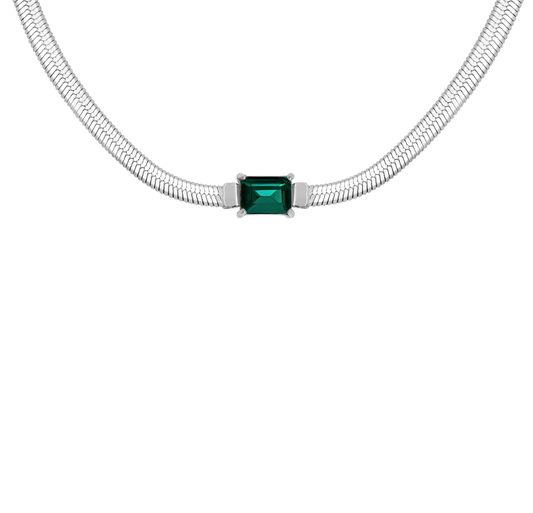 Radiant Emerald Necklace Silber