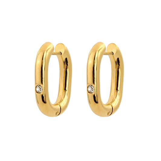 Sparkle Oval Hoops Medium Gold