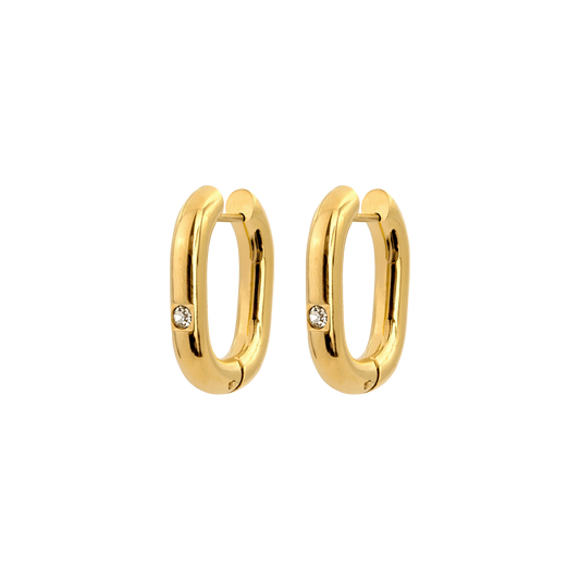 Sparkle Oval Hoops Small Gold