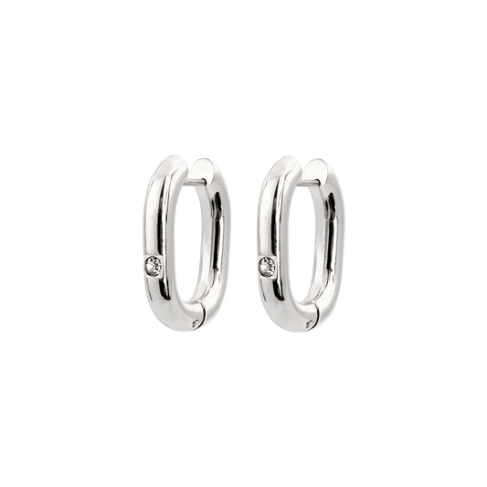 Sparkle Oval Hoops Small Silber