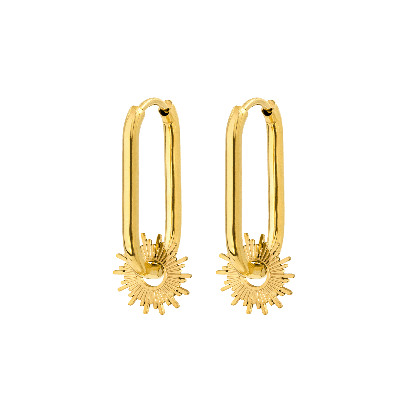 Sun Ray Oval Hoops Small Gold