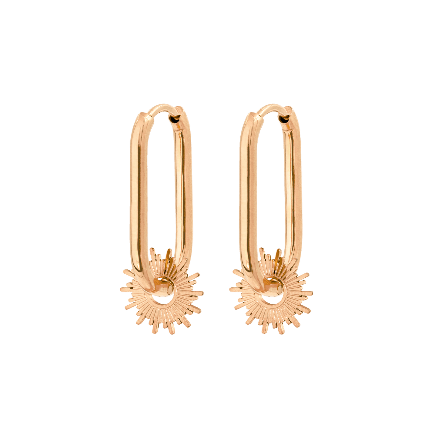 Sun Ray Oval Hoops Small Roségold