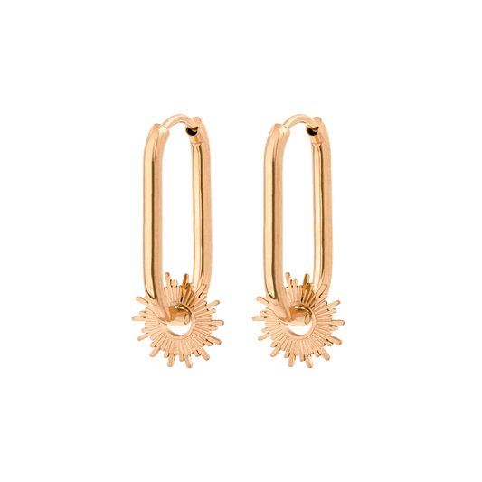 Sun Ray Oval Hoops Small Roségold