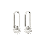 Sun Ray Oval Hoops Small Silber