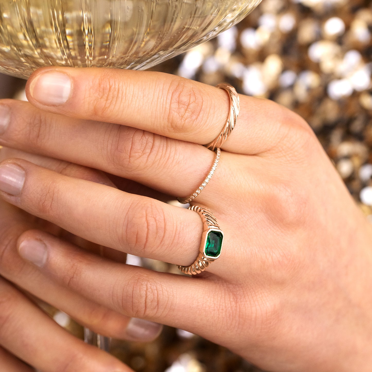 White Sparkle Ring Roségold