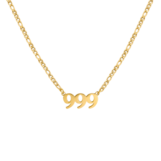 Angel Number 999 Necklace Gold