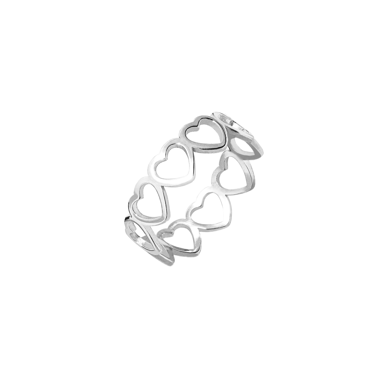 Heart in Heart Ring Silber