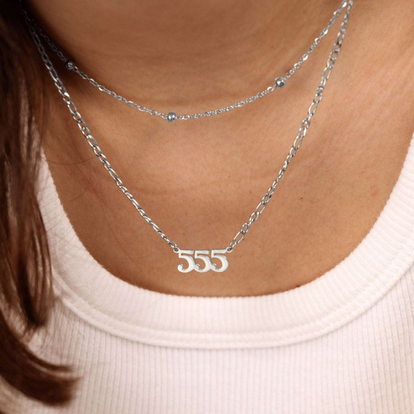 Angel Number 555 Necklace Silber