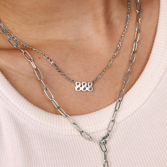 Angel Number 888 Necklace Silber