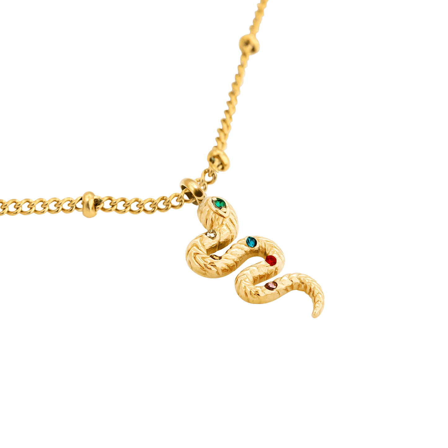 Rainbow Leni Snake Necklace Gold