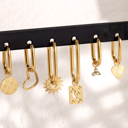 Sun Ray Oval Hoops Small Gold